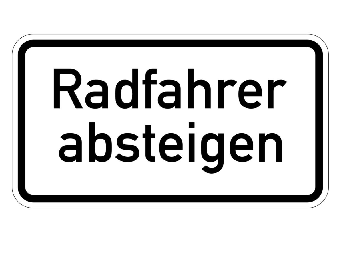 Verkehrszeichen 1012 32 Zusatzzeichen Radfahrer Absteigen Radfahrausbildung Grundschule Parcours